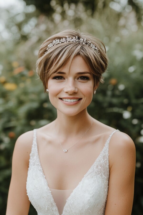 Headband mariage cheveux courts