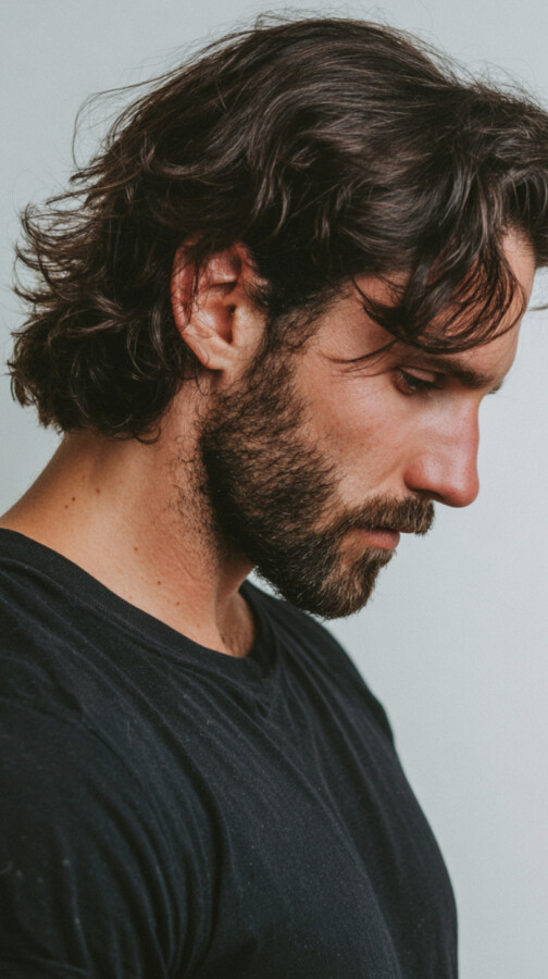 homme cheveux longs