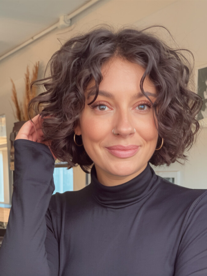 Carré bouclé court femme