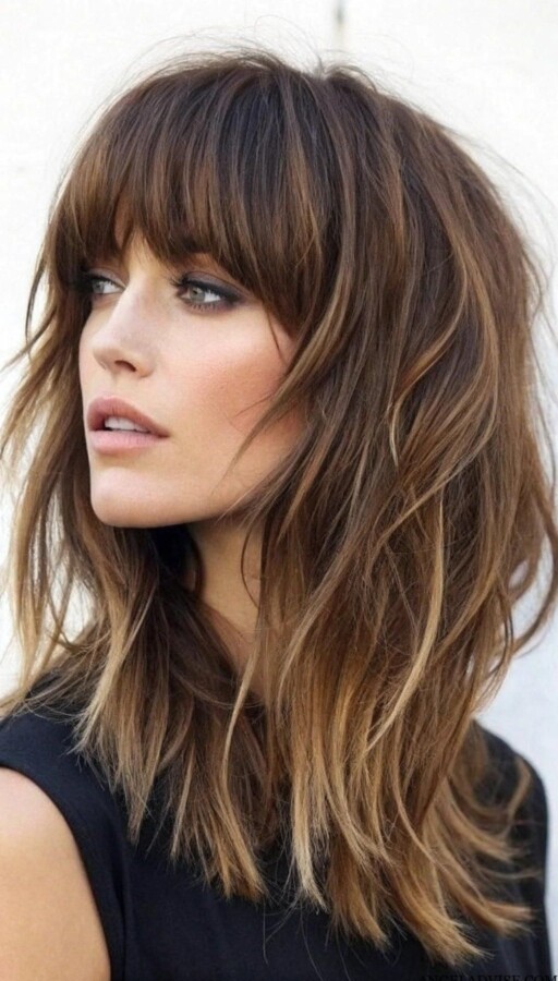 Dégradé effilé femme mi-long