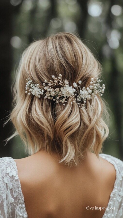 Ondulations mariage carré court