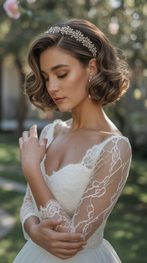Headband mariage cheveux courts