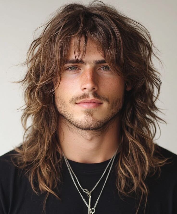 Homme cheveux longs style bohème