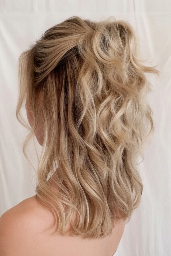 Demi-attache mariage cheveux mi-longs