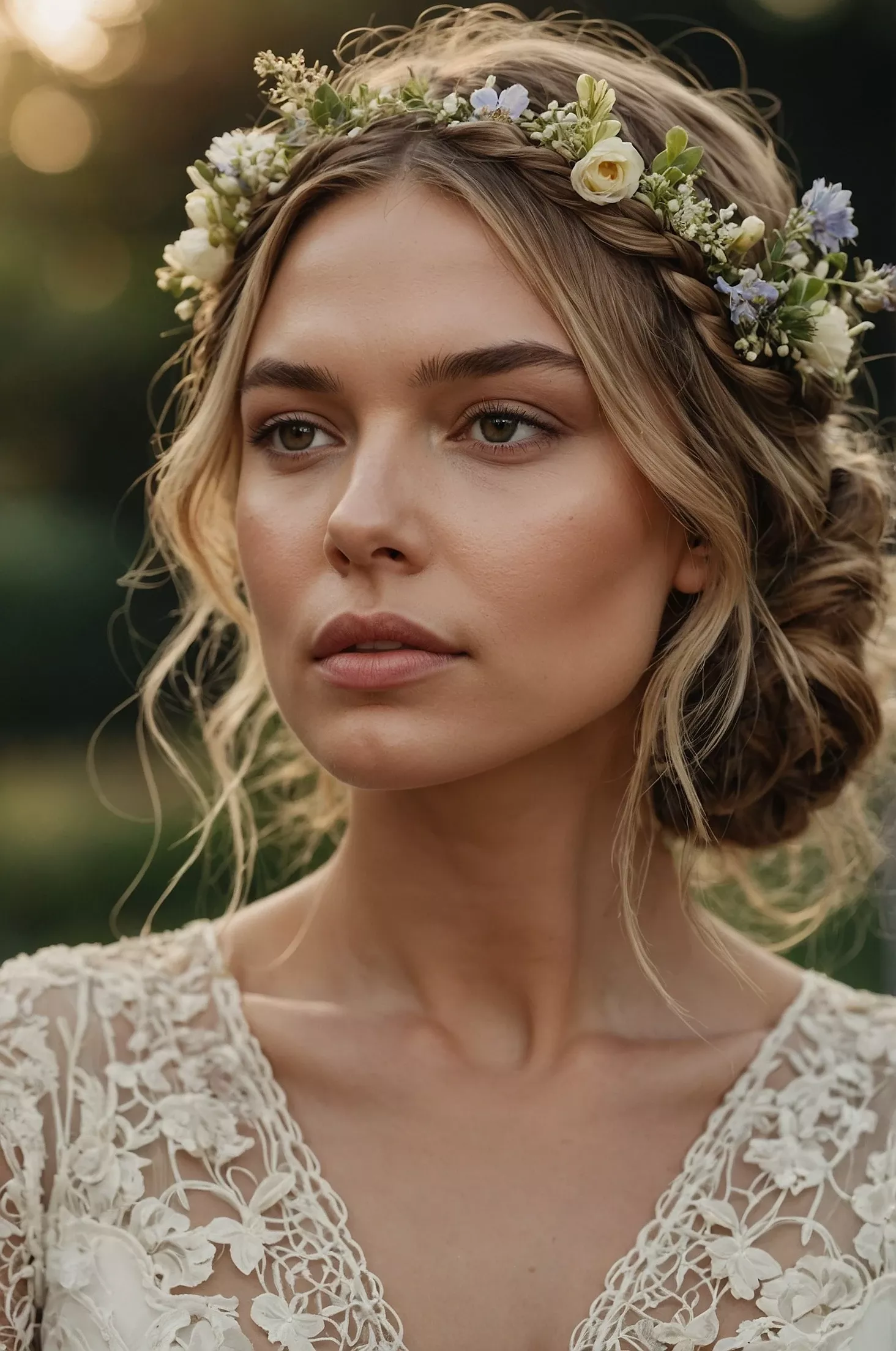 Couronne de fleurs cheveux courts