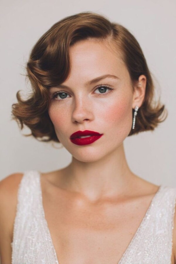 Ondulations mariage carré court