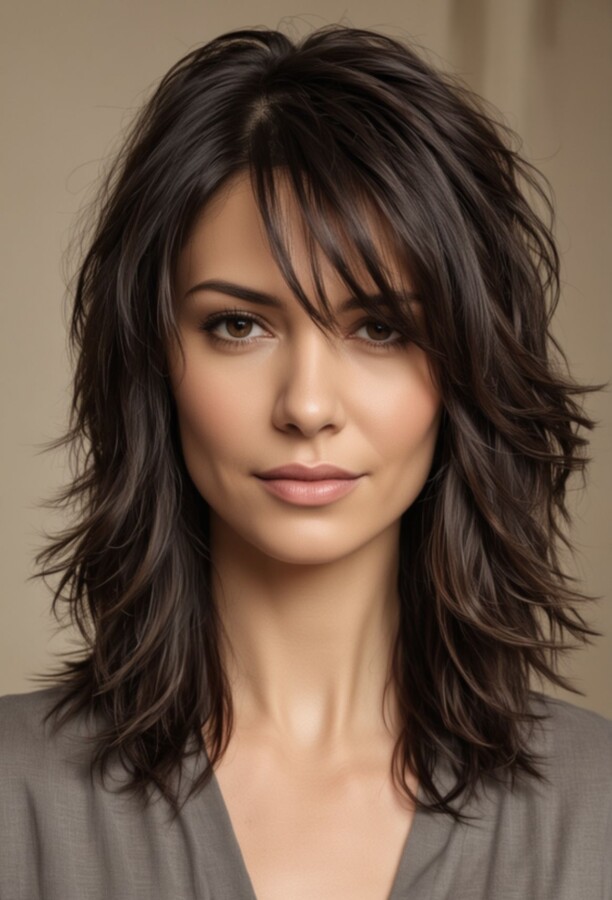 Dégradé effilé femme mi-long