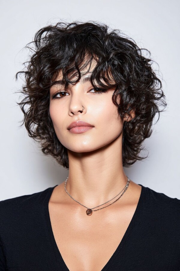 Carré bouclé court femme