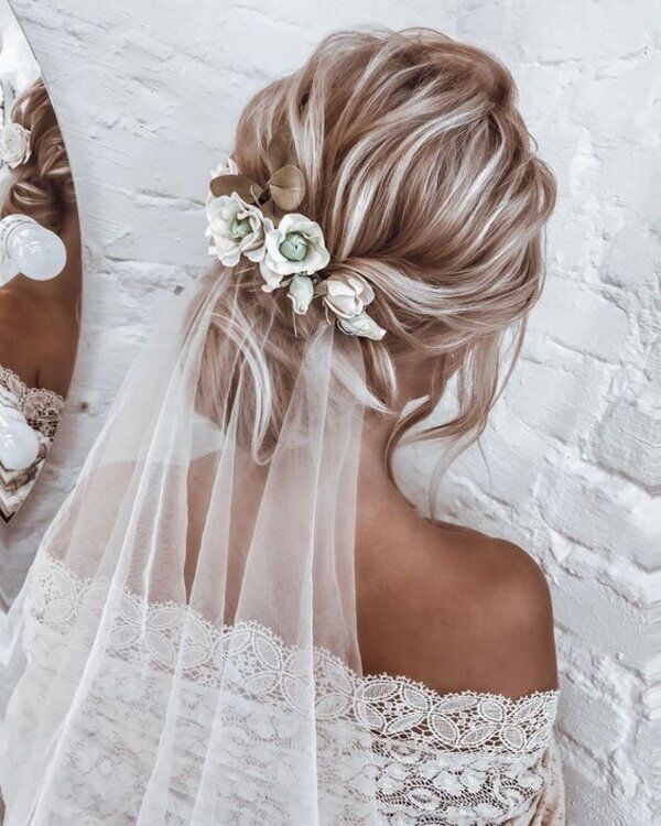 Coiffure mariée courte avec voile