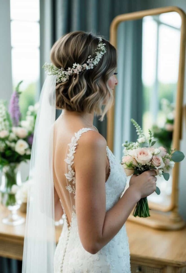 coiffure de mariage cheveux courts