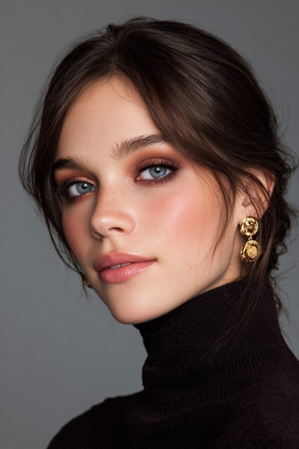 Look naturel maquillage yeux bleus