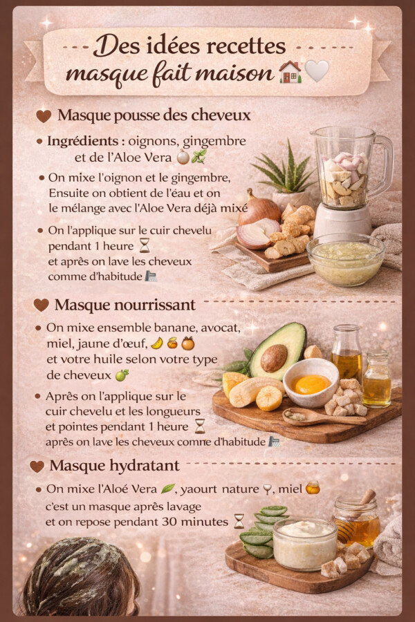 Cheveux abîmés masque naturel maison