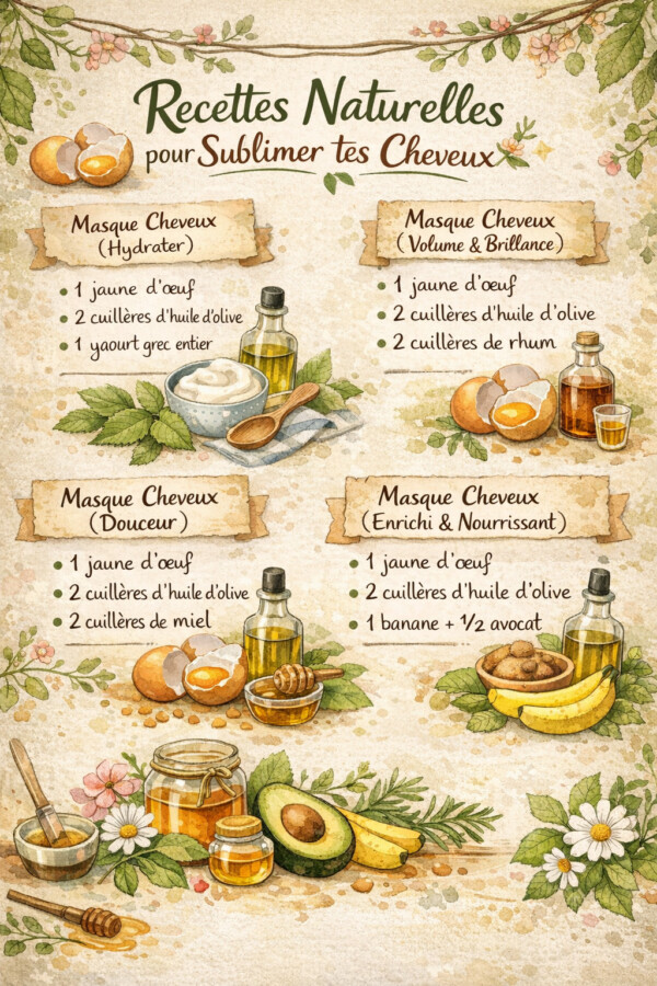 Masque cheveux maison ingrédients
